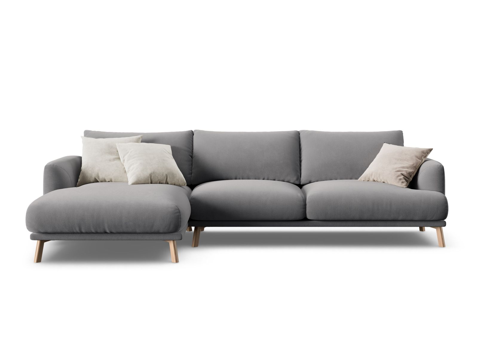 Velvet Left Corner Sofa, "Naomi", 4 Seats, 285x170x75