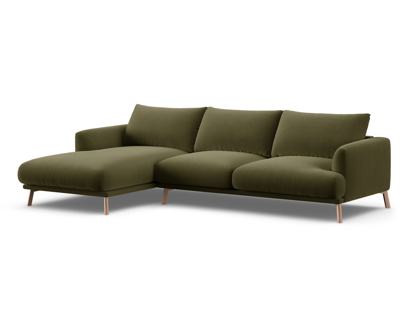 Velvet Left Corner Sofa, "Naomi", 4 Seats, 285x170x75