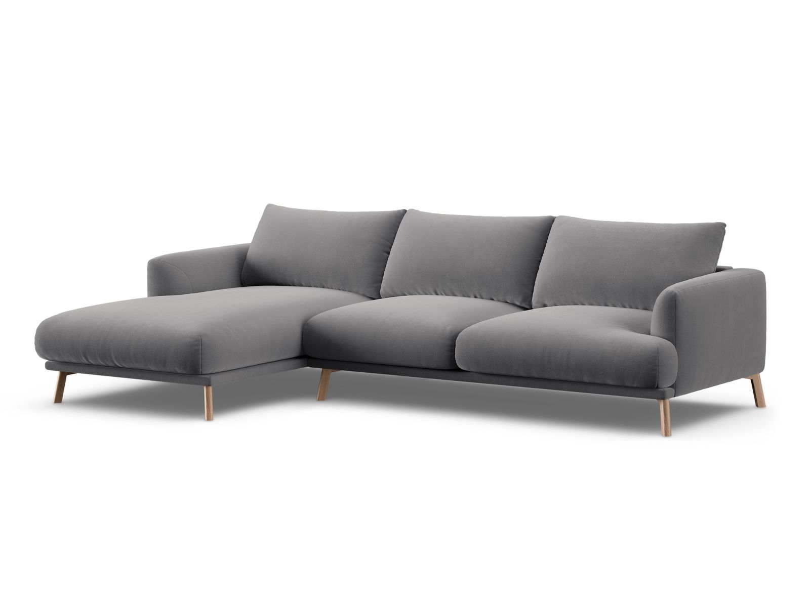 Velvet Left Corner Sofa, "Naomi", 4 Seats, 285x170x75