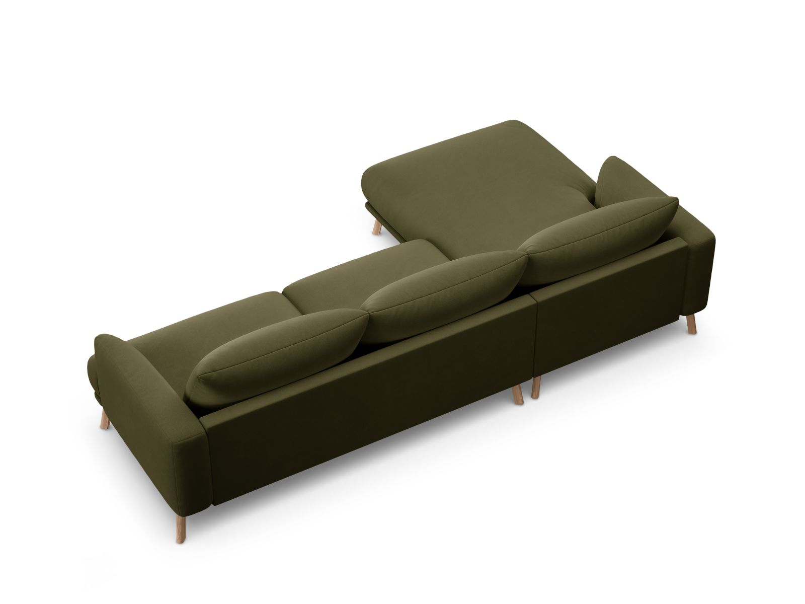 Velvet Left Corner Sofa, "Naomi", 4 Seats, 285x170x75
