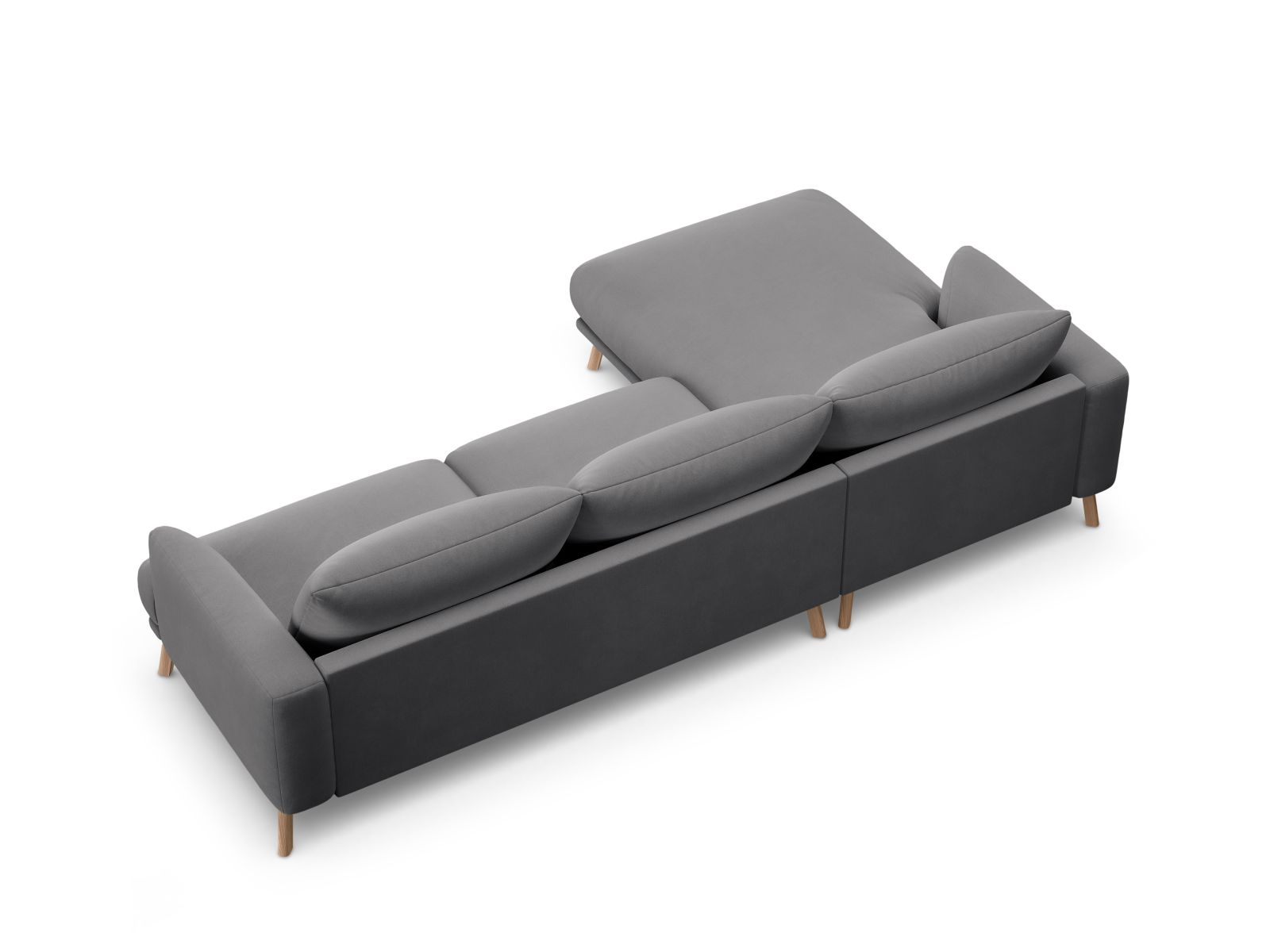 Velvet Left Corner Sofa, "Naomi", 4 Seats, 285x170x75
