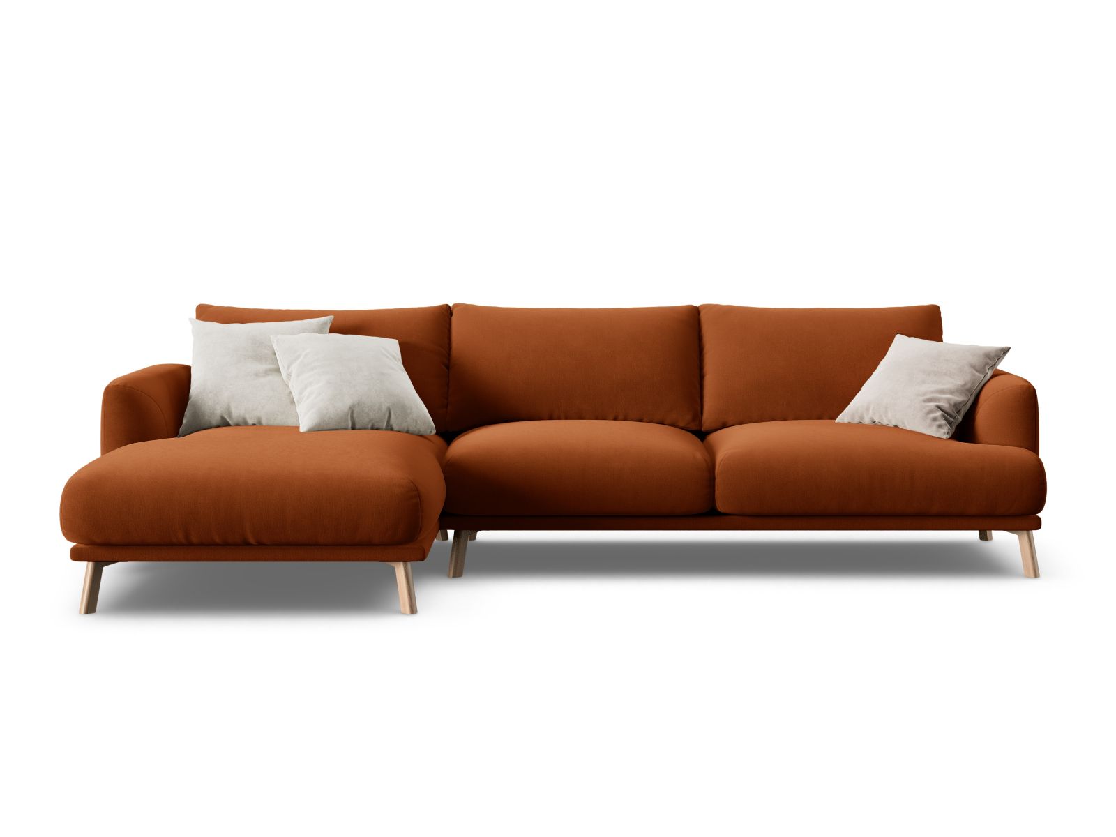 Velvet Left Corner Sofa, "Naomi", 4 Seats, 285x170x75