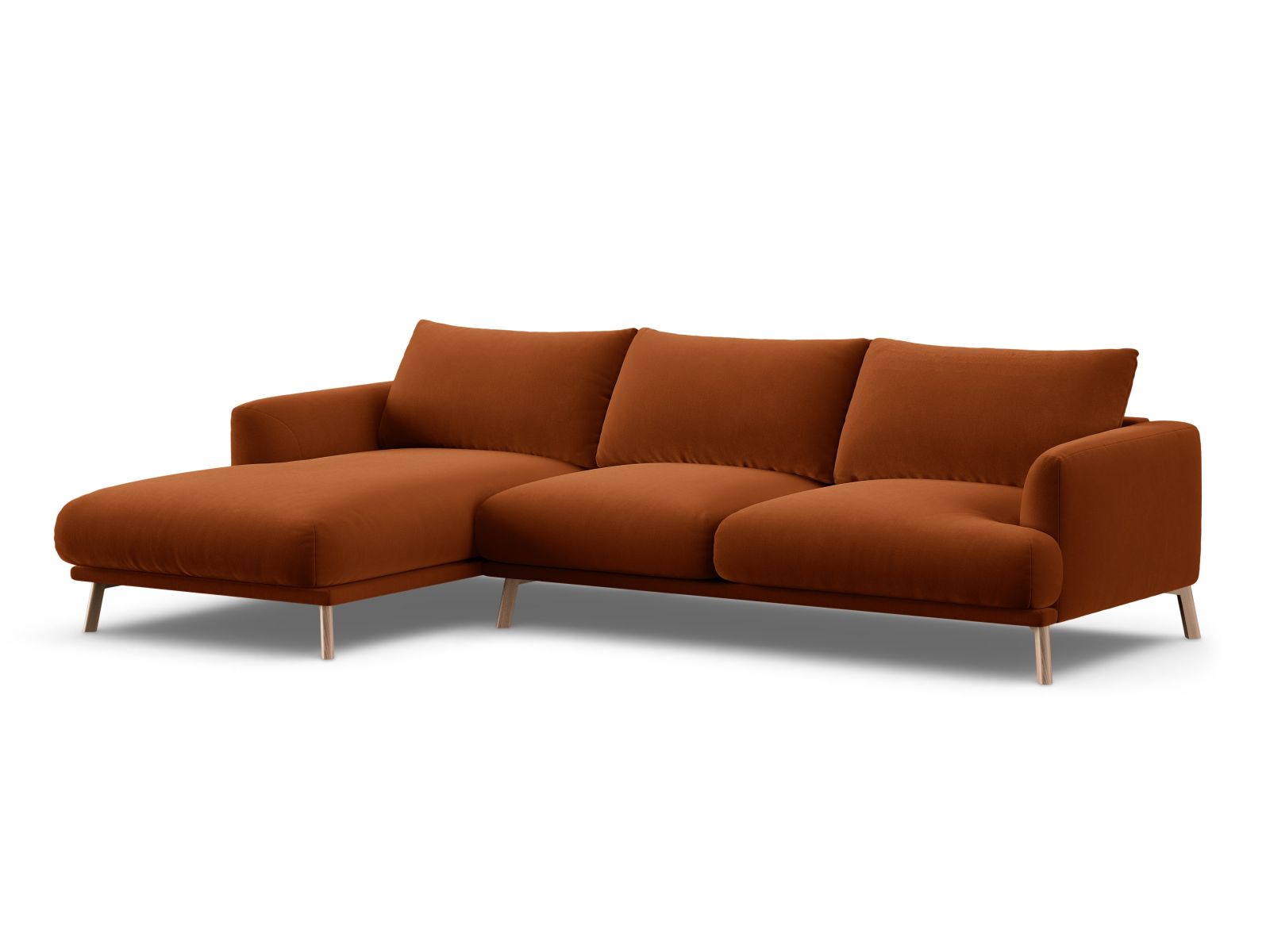 Velvet Left Corner Sofa, "Naomi", 4 Seats, 285x170x75