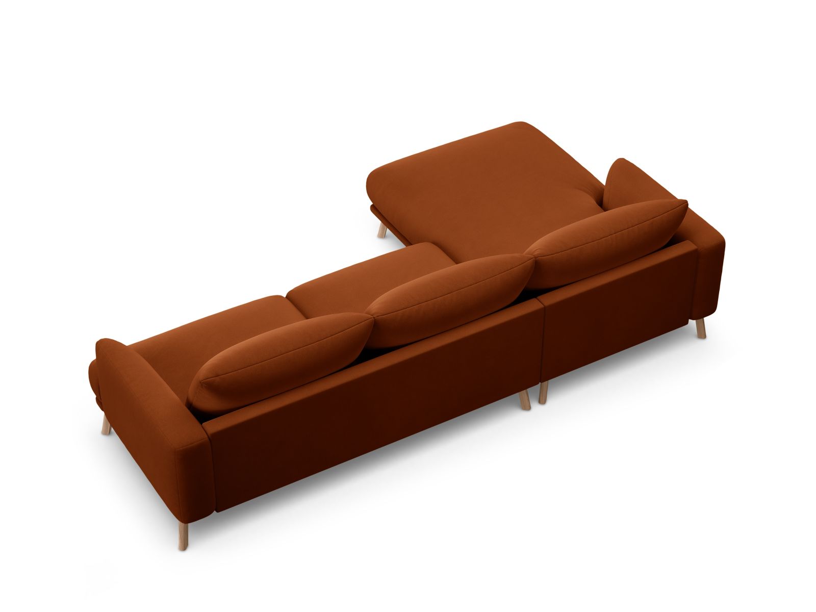 Velvet Left Corner Sofa, "Naomi", 4 Seats, 285x170x75
