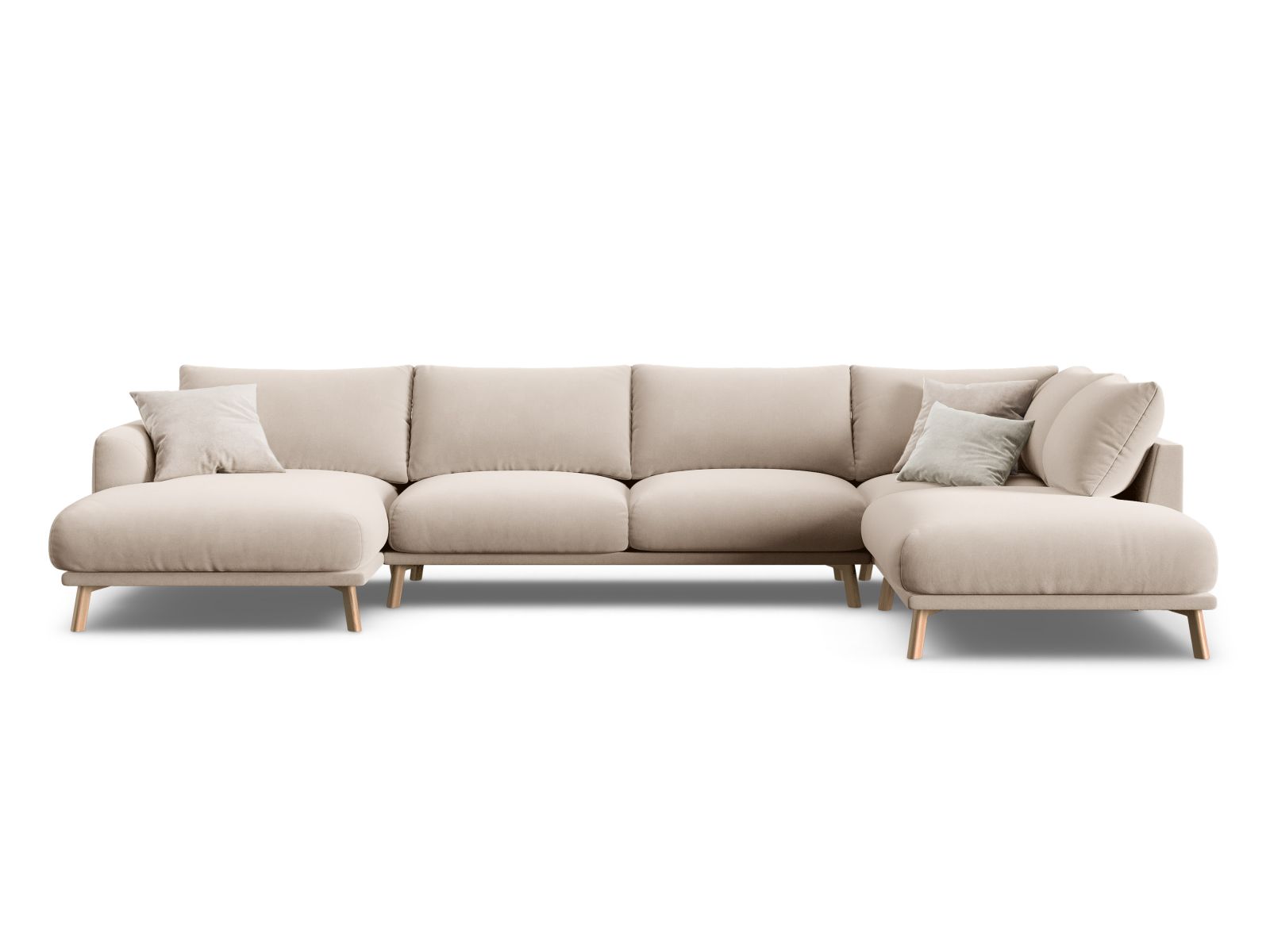 Velvet Panoramic Right Corner Sofa, "Naomi", 6 Seats, 365x235x75