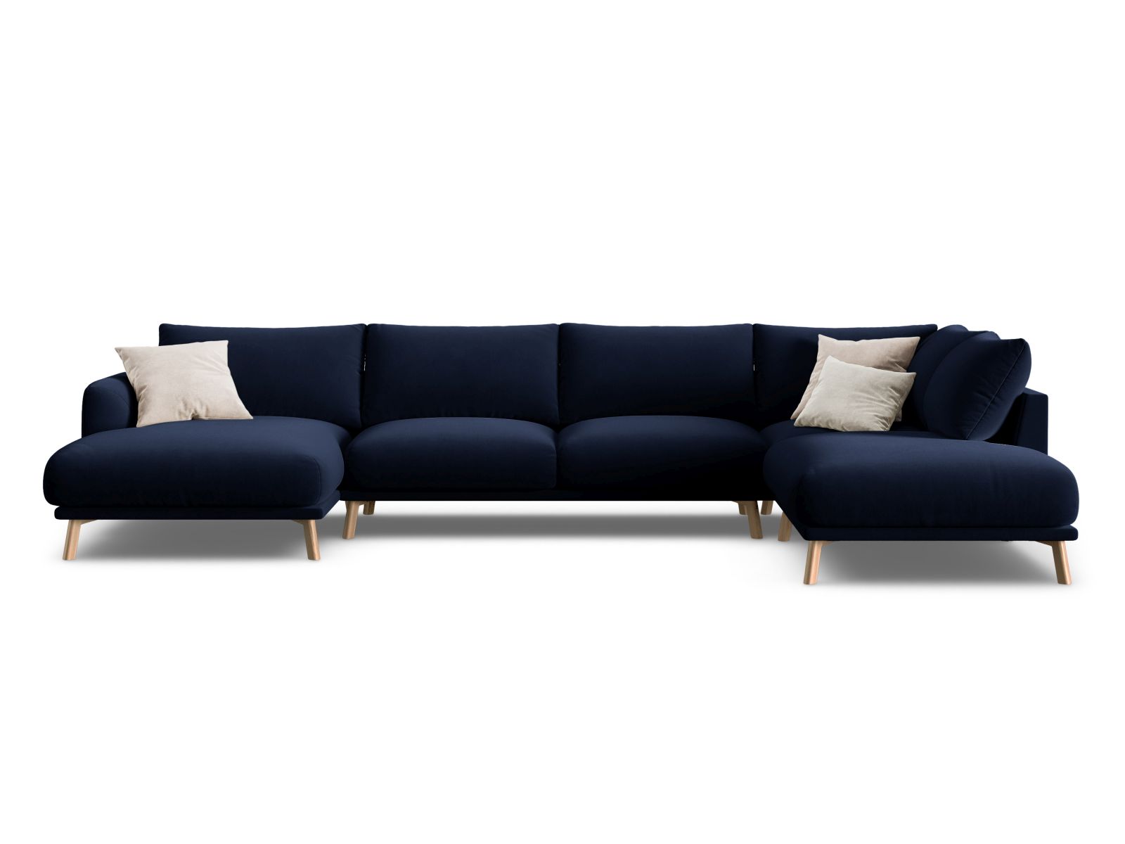 Velvet Panoramic Right Corner Sofa, "Naomi", 6 Seats, 365x235x75