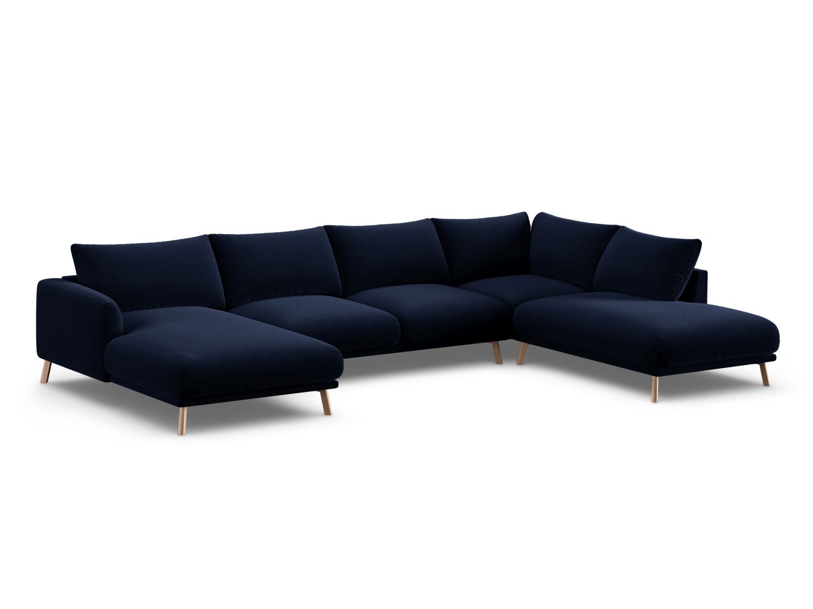 Velvet Panoramic Right Corner Sofa, "Naomi", 6 Seats, 365x235x75