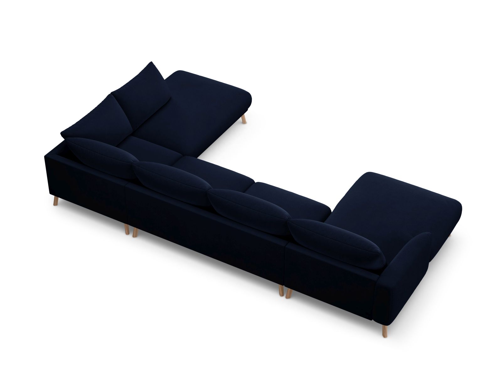 Velvet Panoramic Right Corner Sofa, "Naomi", 6 Seats, 365x235x75