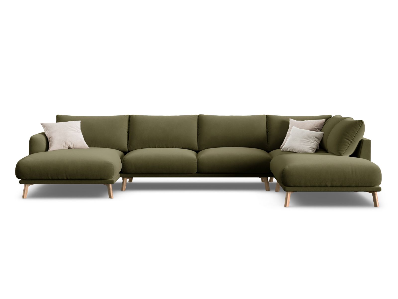 Velvet Panoramic Right Corner Sofa, "Naomi", 6 Seats, 365x235x75