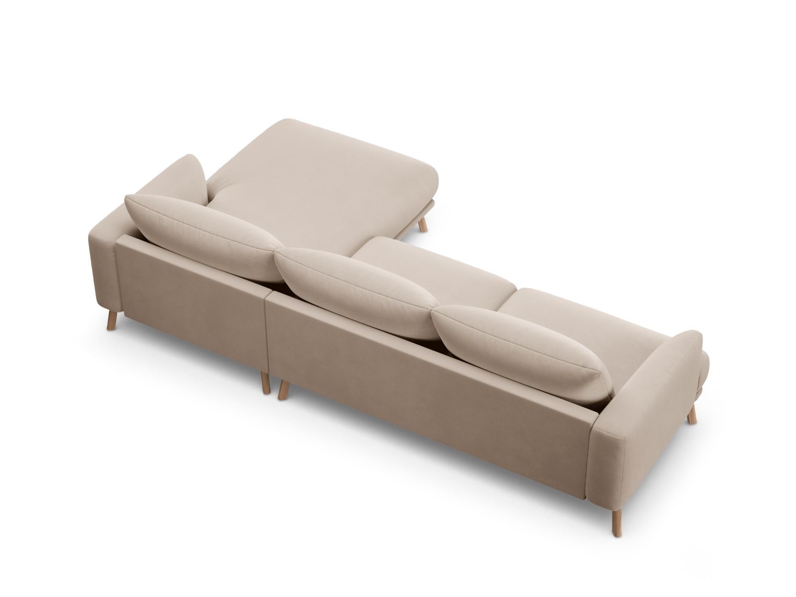 Velvet Right Corner Sofa, "Naomi", 4 Seats, 285x170x75
