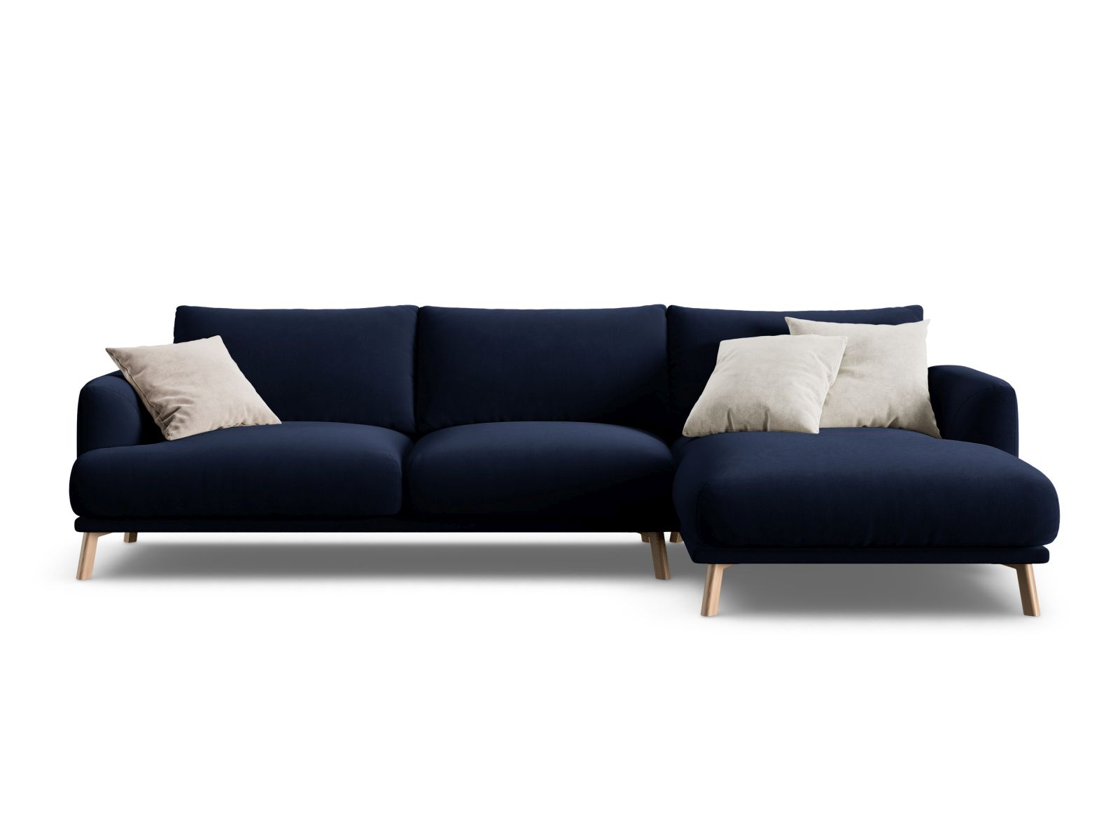 Velvet Right Corner Sofa, "Naomi", 4 Seats, 285x170x75