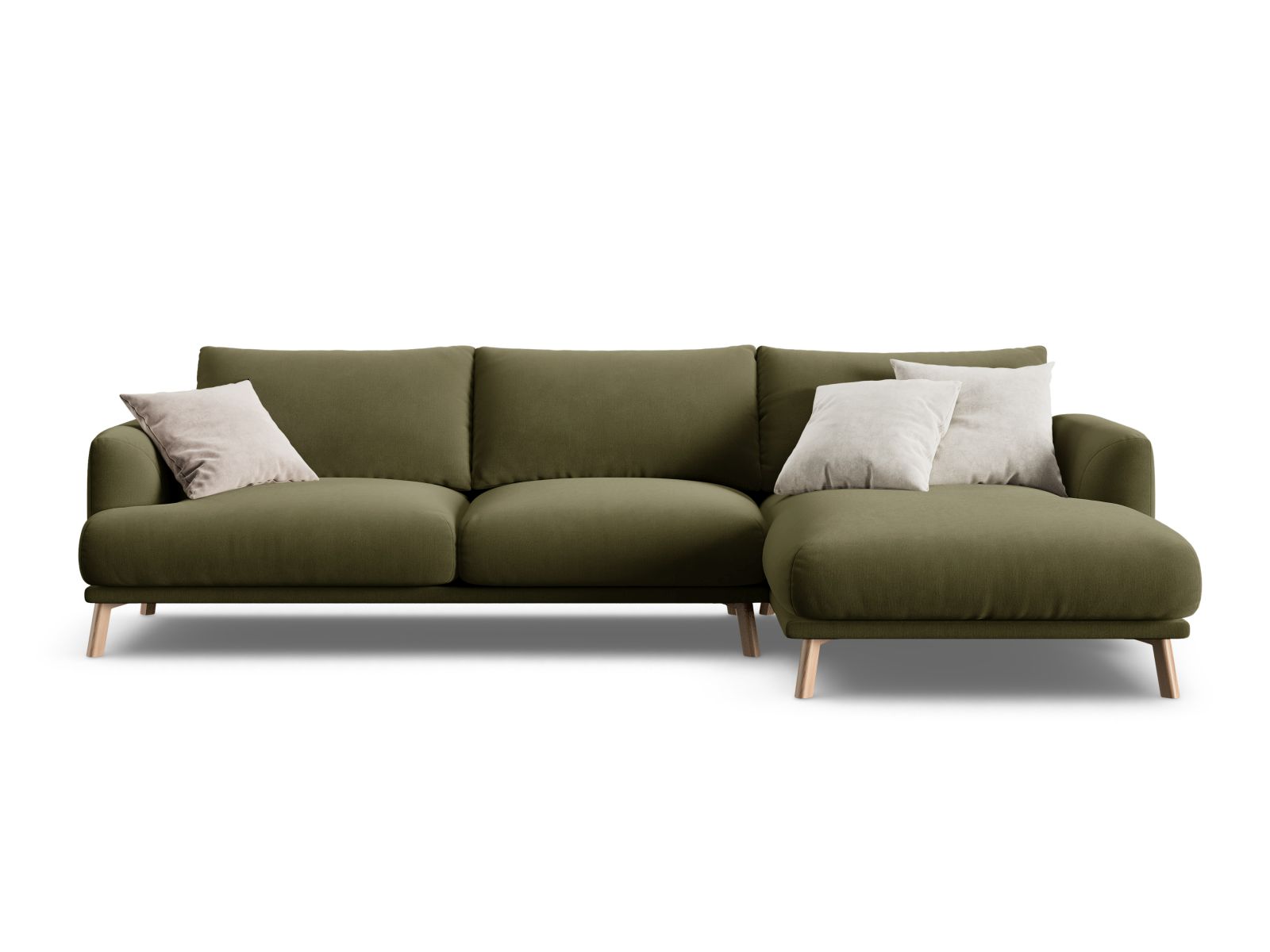 Velvet Right Corner Sofa, "Naomi", 4 Seats, 285x170x75