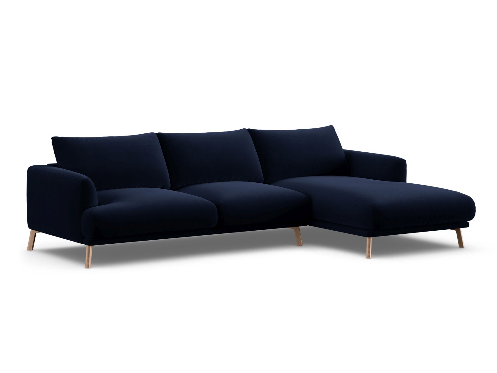 Velvet Right Corner Sofa, "Naomi", 4 Seats, 285x170x75