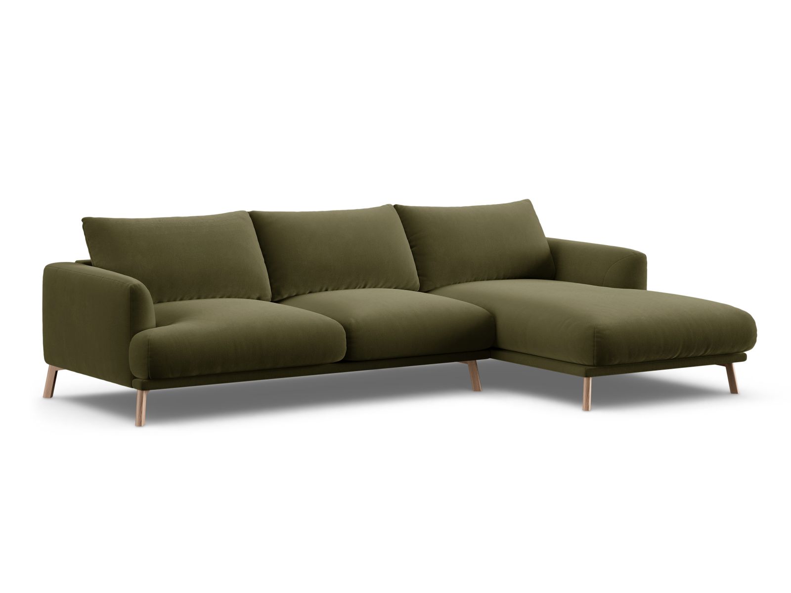 Velvet Right Corner Sofa, "Naomi", 4 Seats, 285x170x75