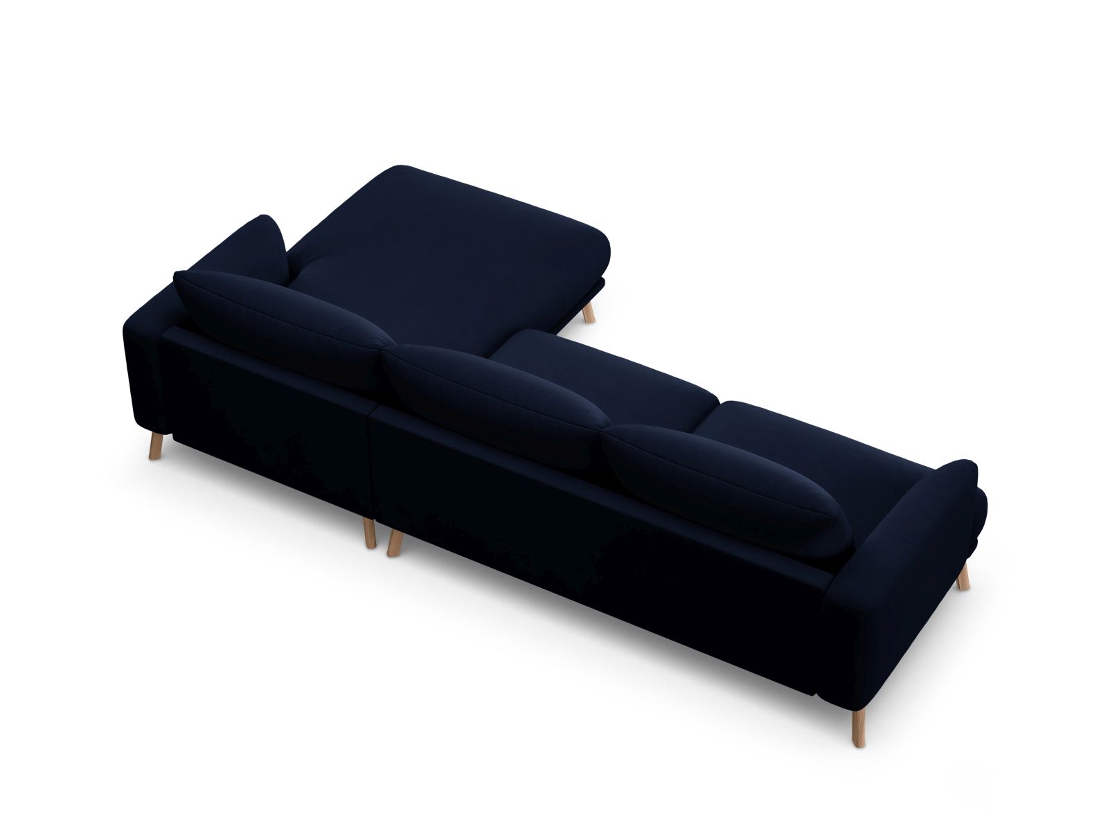 Velvet Right Corner Sofa, "Naomi", 4 Seats, 285x170x75