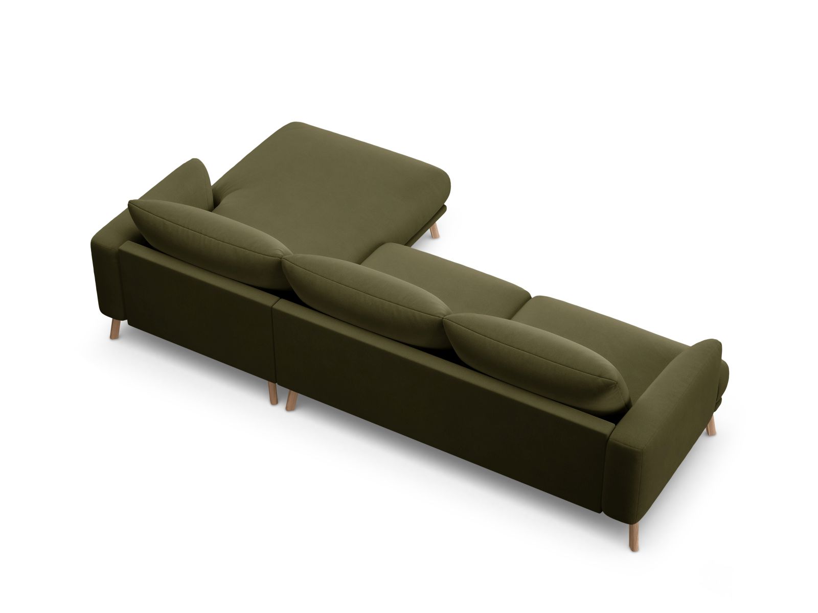Velvet Right Corner Sofa, "Naomi", 4 Seats, 285x170x75