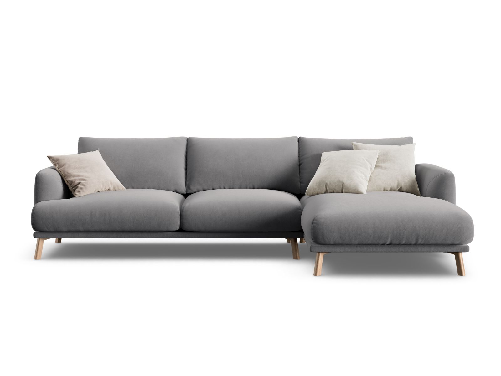 Velvet Right Corner Sofa, "Naomi", 4 Seats, 285x170x75