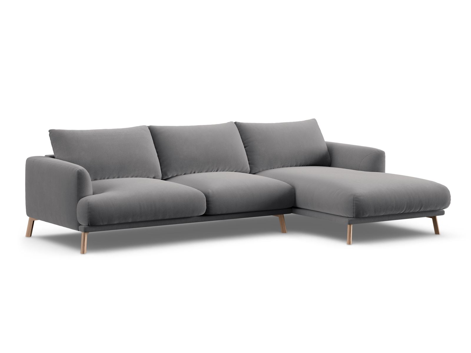 Velvet Right Corner Sofa, "Naomi", 4 Seats, 285x170x75