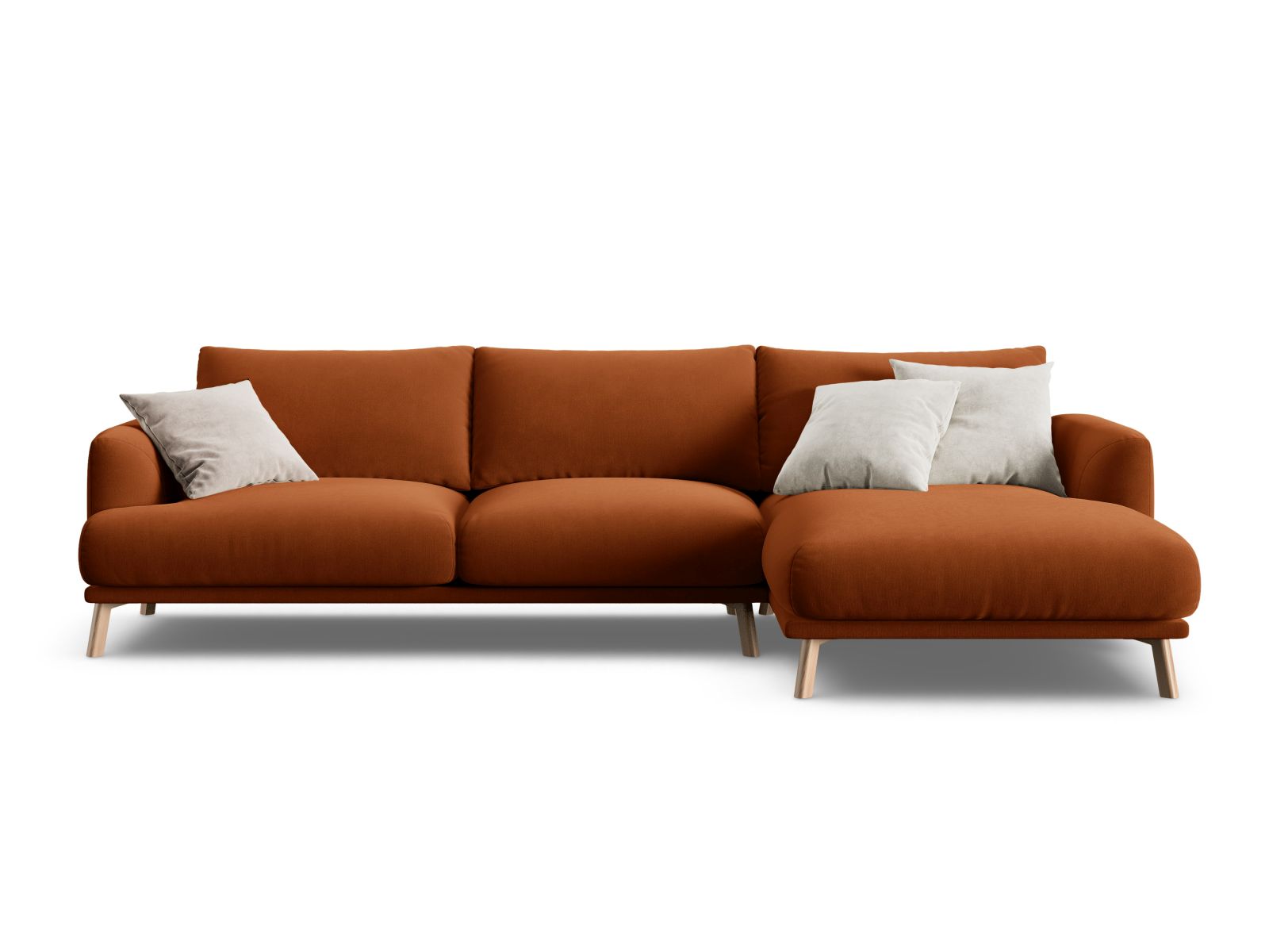 Velvet Right Corner Sofa, "Naomi", 4 Seats, 285x170x75
