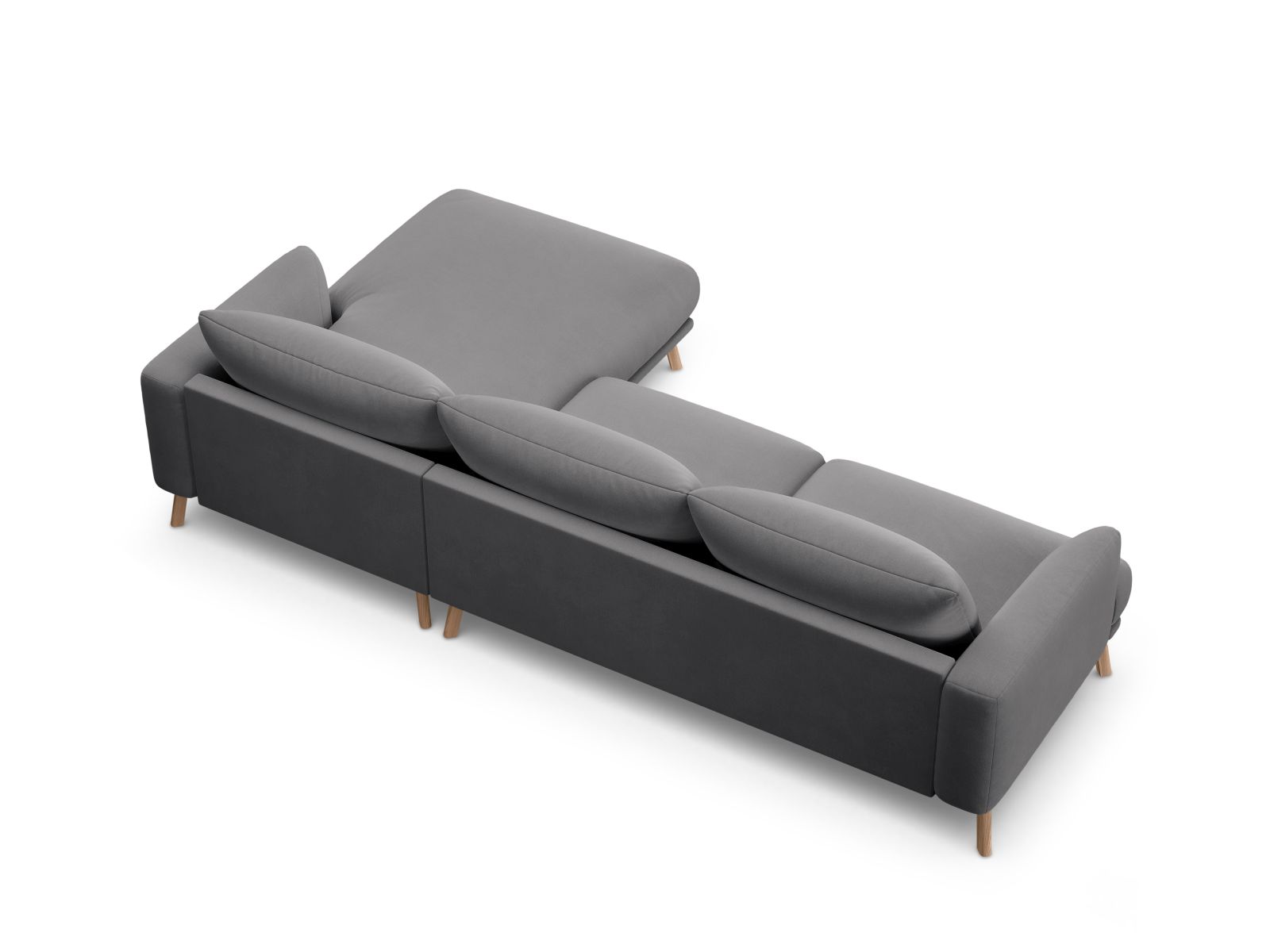 Velvet Right Corner Sofa, "Naomi", 4 Seats, 285x170x75