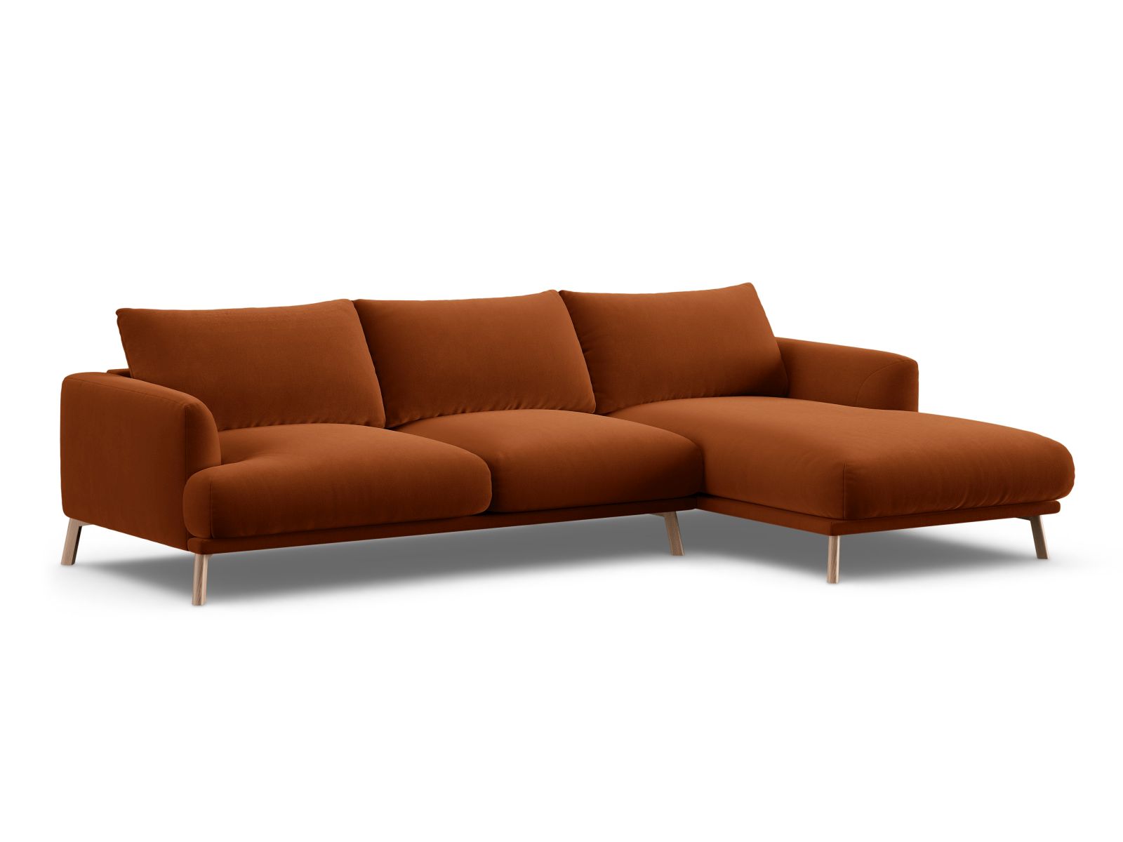 Velvet Right Corner Sofa, "Naomi", 4 Seats, 285x170x75