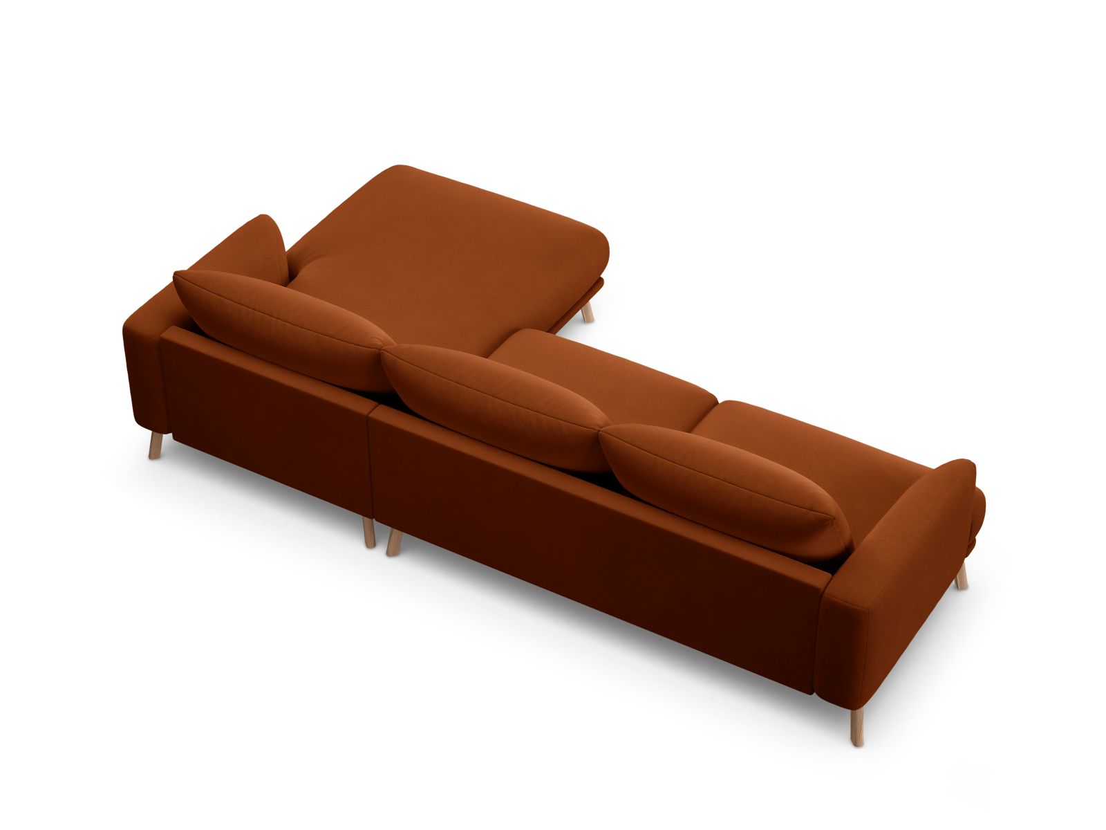 Velvet Right Corner Sofa, "Naomi", 4 Seats, 285x170x75