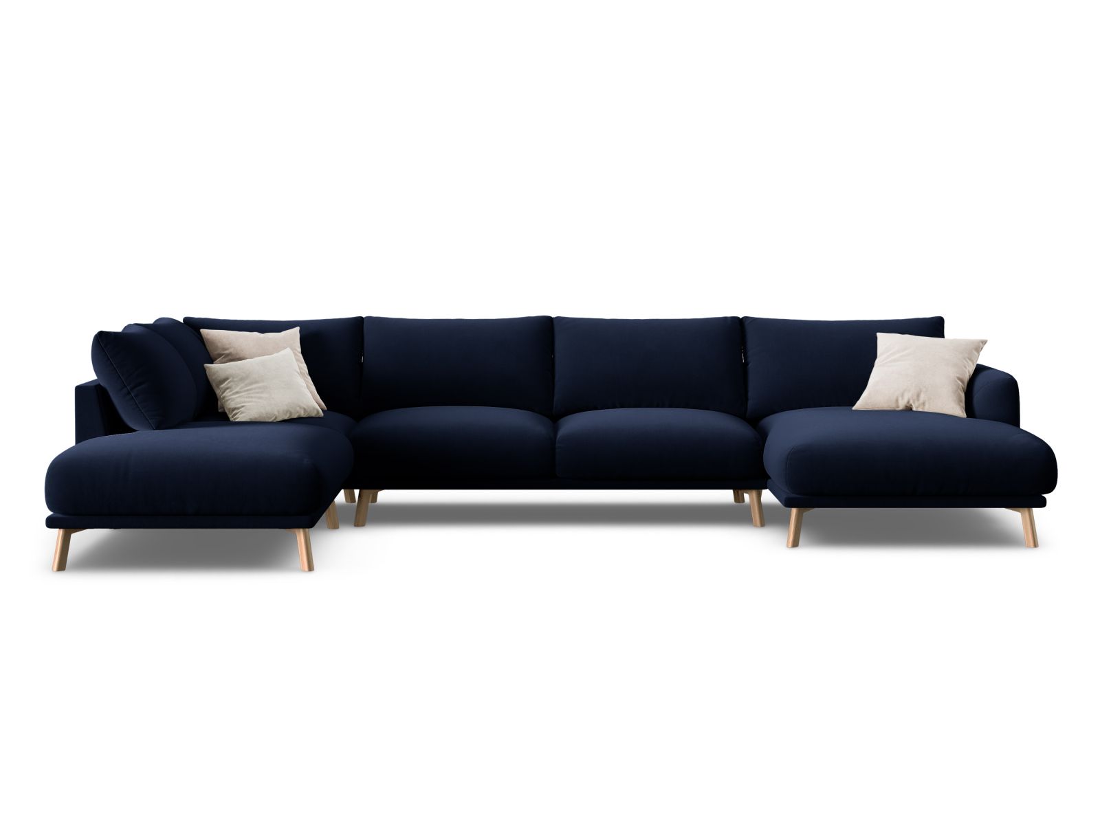 Velvet Panoramic Left Corner Sofa, "Naomi", 6 Seats, 365x235x75
