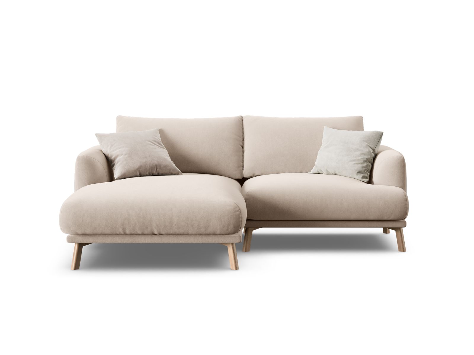 Velvet Left Corner Sofa, "Naomi", 3 Seats, 200x170x75