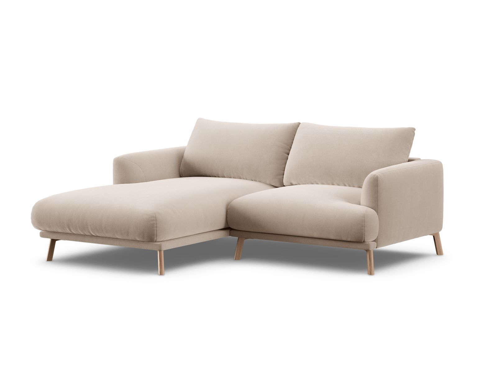 Velvet Left Corner Sofa, "Naomi", 3 Seats, 200x170x75