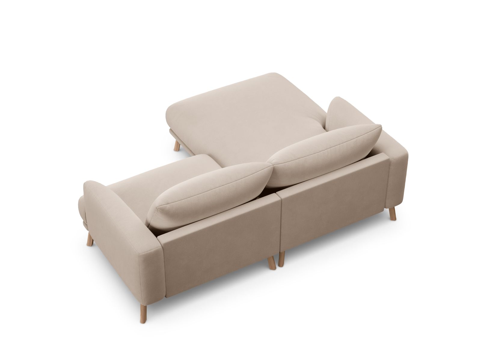 Velvet Left Corner Sofa, "Naomi", 3 Seats, 200x170x75