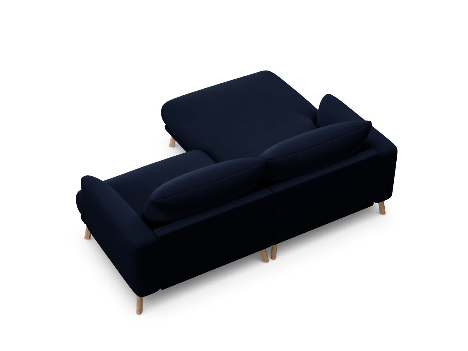 Velvet Left Corner Sofa, "Naomi", 3 Seats, 200x170x75