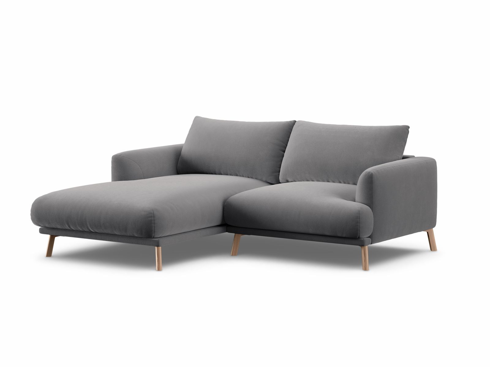 Velvet Left Corner Sofa, "Naomi", 3 Seats, 200x170x75