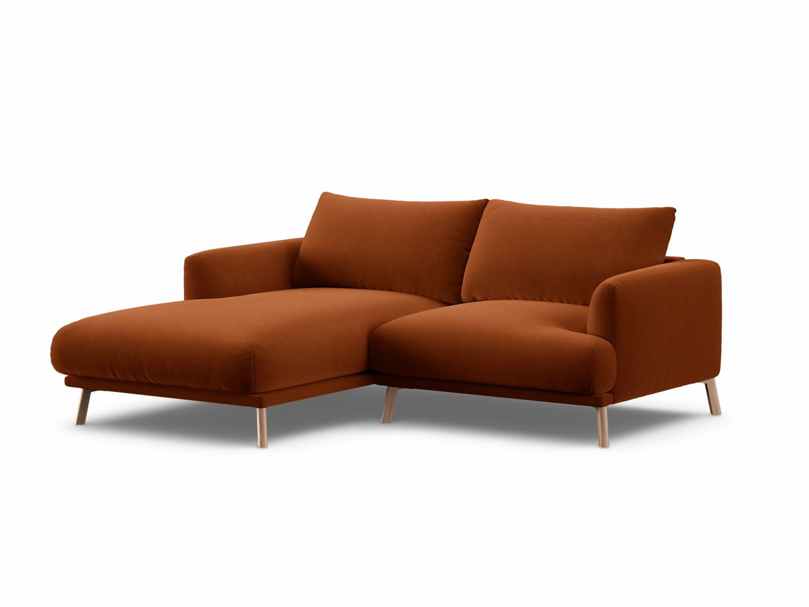 Velvet Left Corner Sofa, "Naomi", 3 Seats, 200x170x75