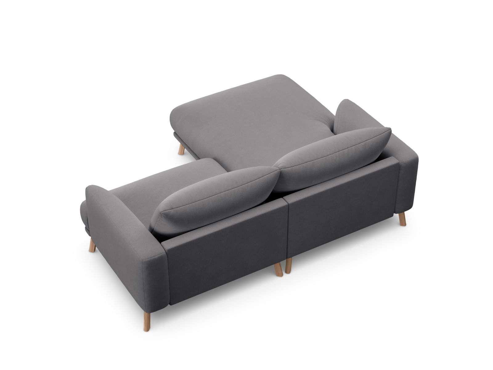 Velvet Left Corner Sofa, "Naomi", 3 Seats, 200x170x75