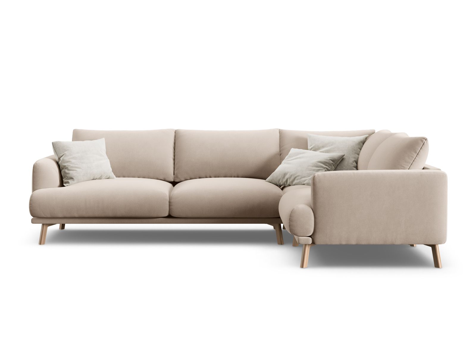 Velvet Right Corner Sofa, "Naomi", 4 Seats, 280x195x75
