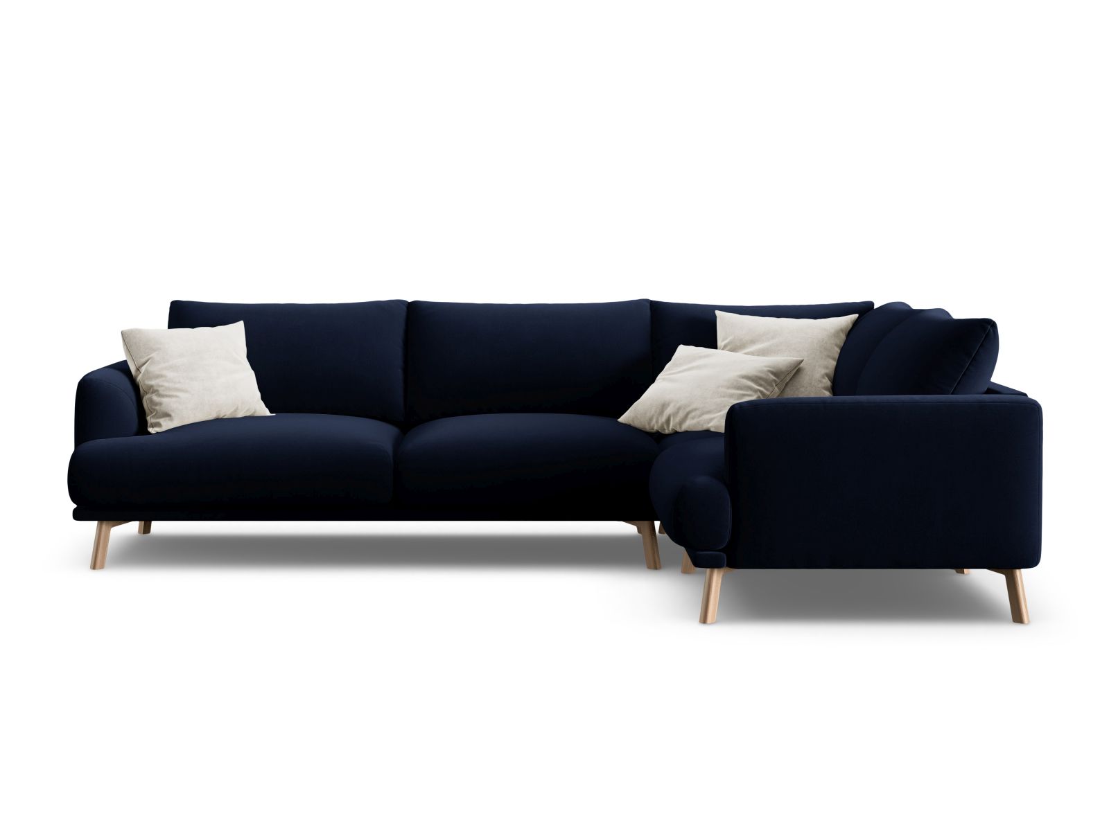 Velvet Right Corner Sofa, "Naomi", 4 Seats, 280x195x75