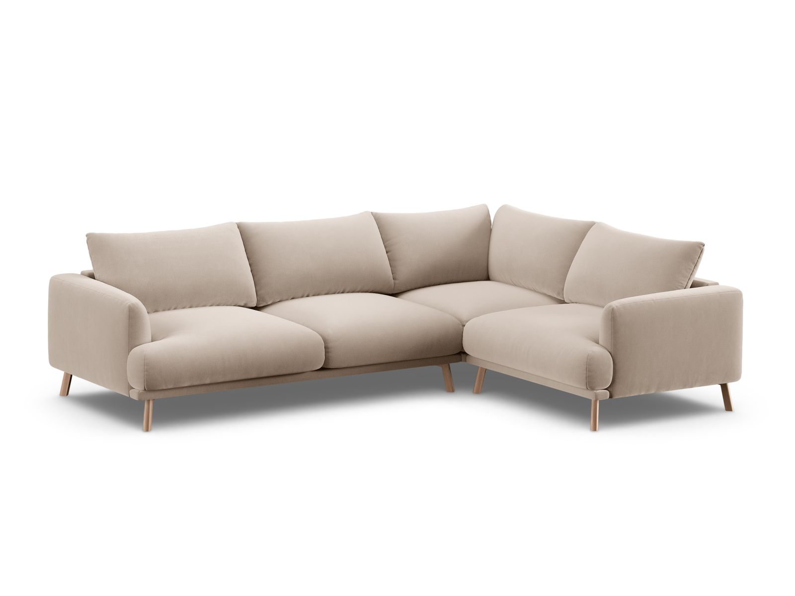 Velvet Right Corner Sofa, "Naomi", 4 Seats, 280x195x75