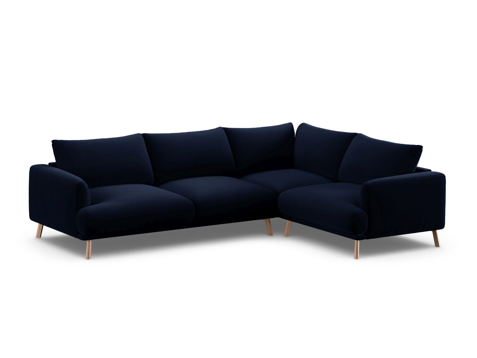 Velvet Right Corner Sofa, "Naomi", 4 Seats, 280x195x75
