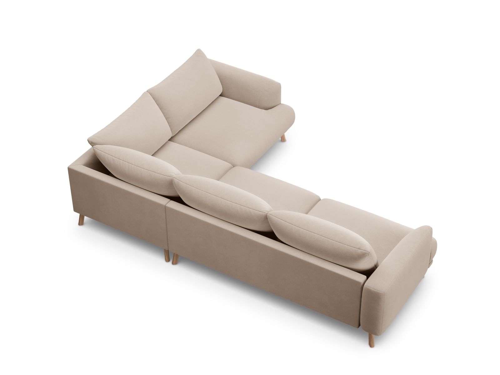 Velvet Right Corner Sofa, "Naomi", 4 Seats, 280x195x75