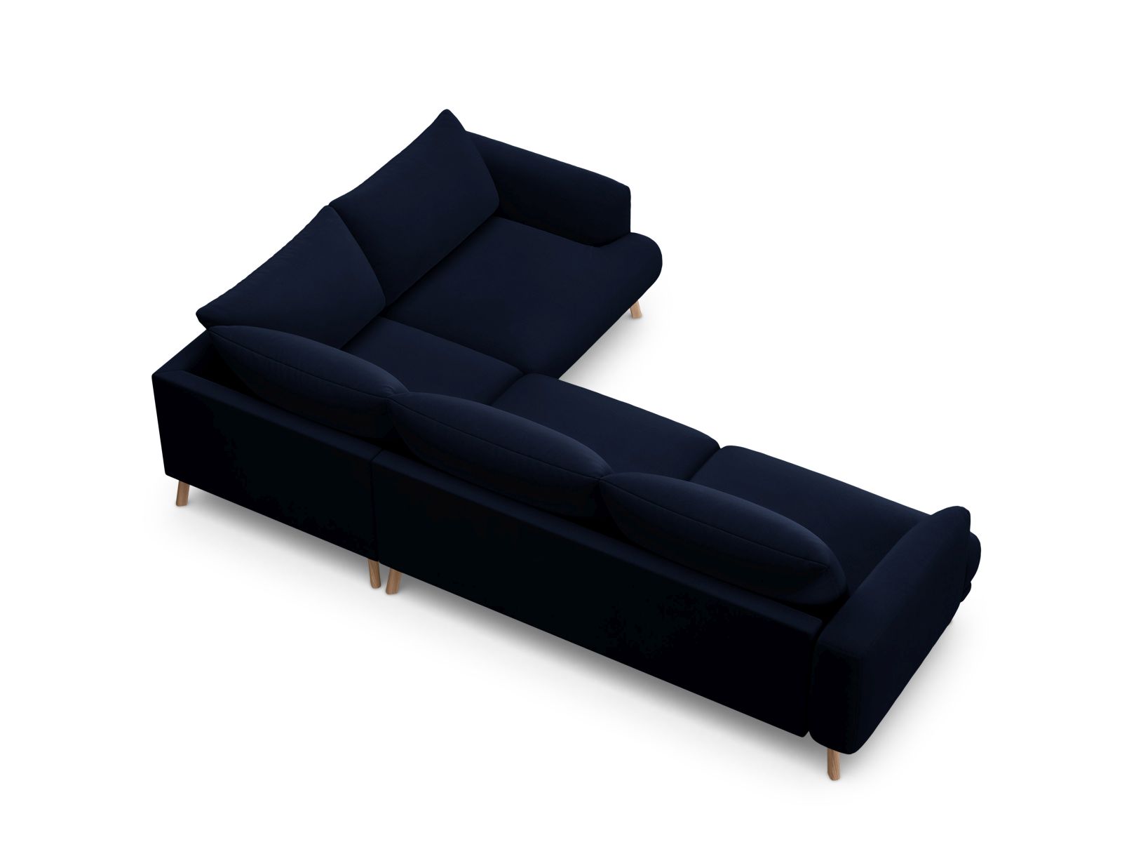 Velvet Right Corner Sofa, "Naomi", 4 Seats, 280x195x75