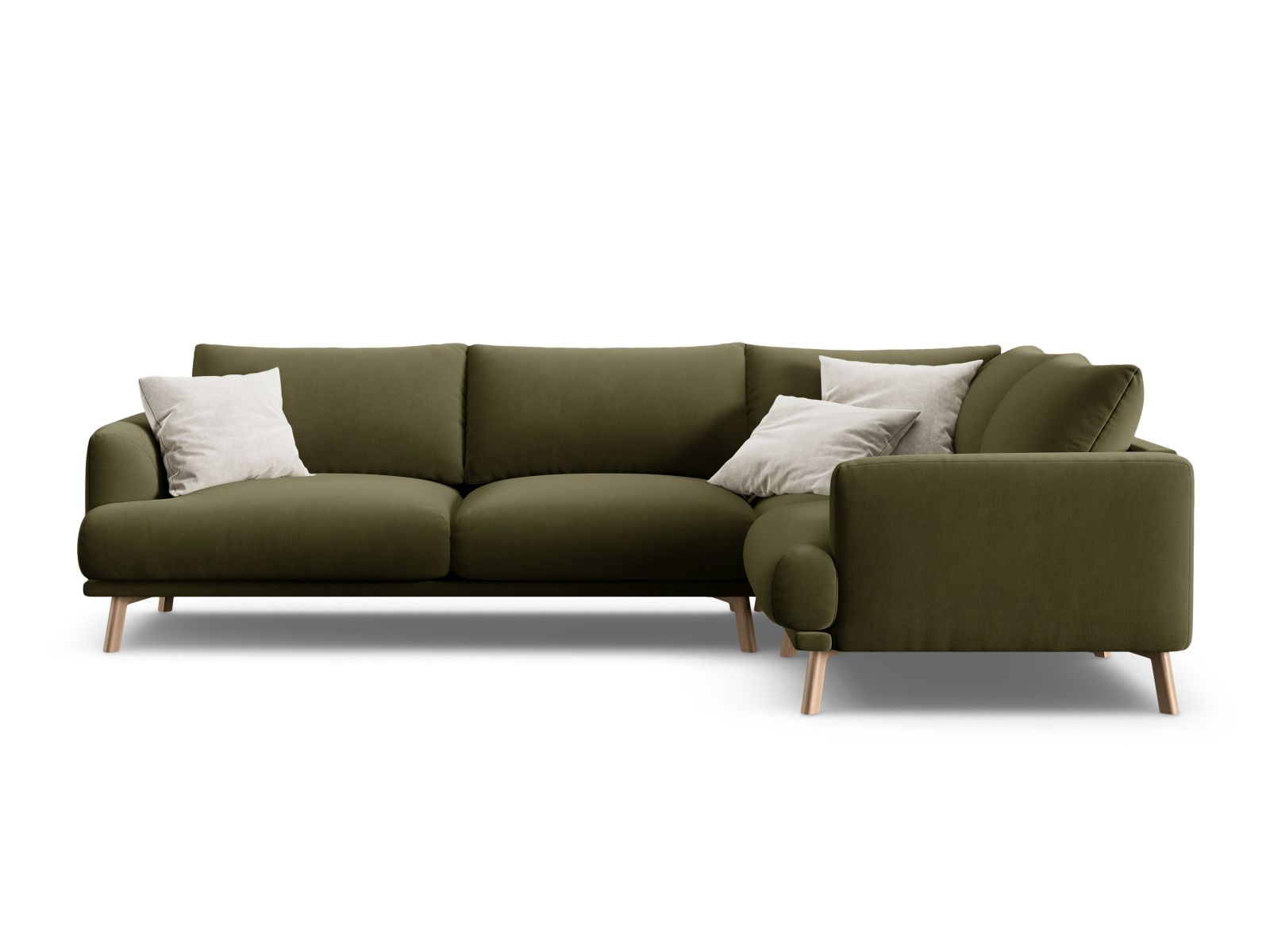 Velvet Right Corner Sofa, "Naomi", 4 Seats, 280x195x75
