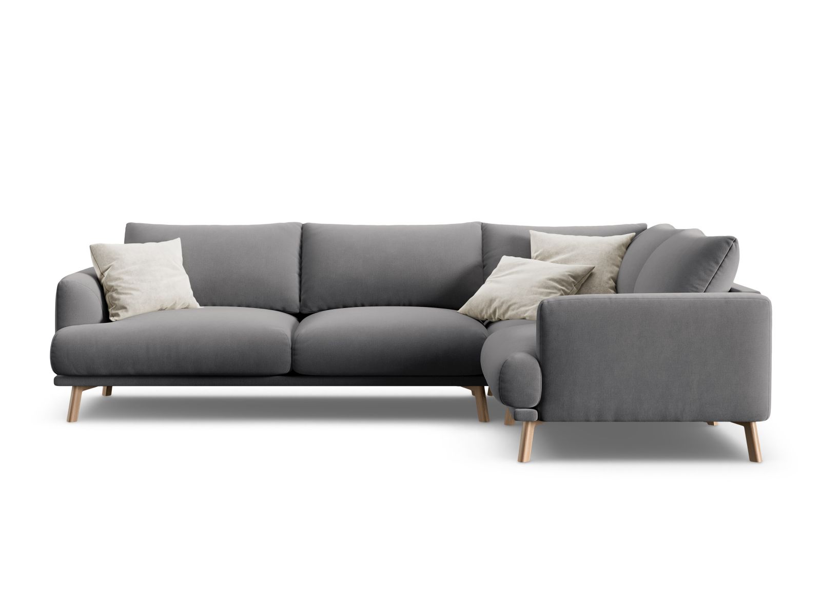 Velvet Right Corner Sofa, "Naomi", 4 Seats, 280x195x75