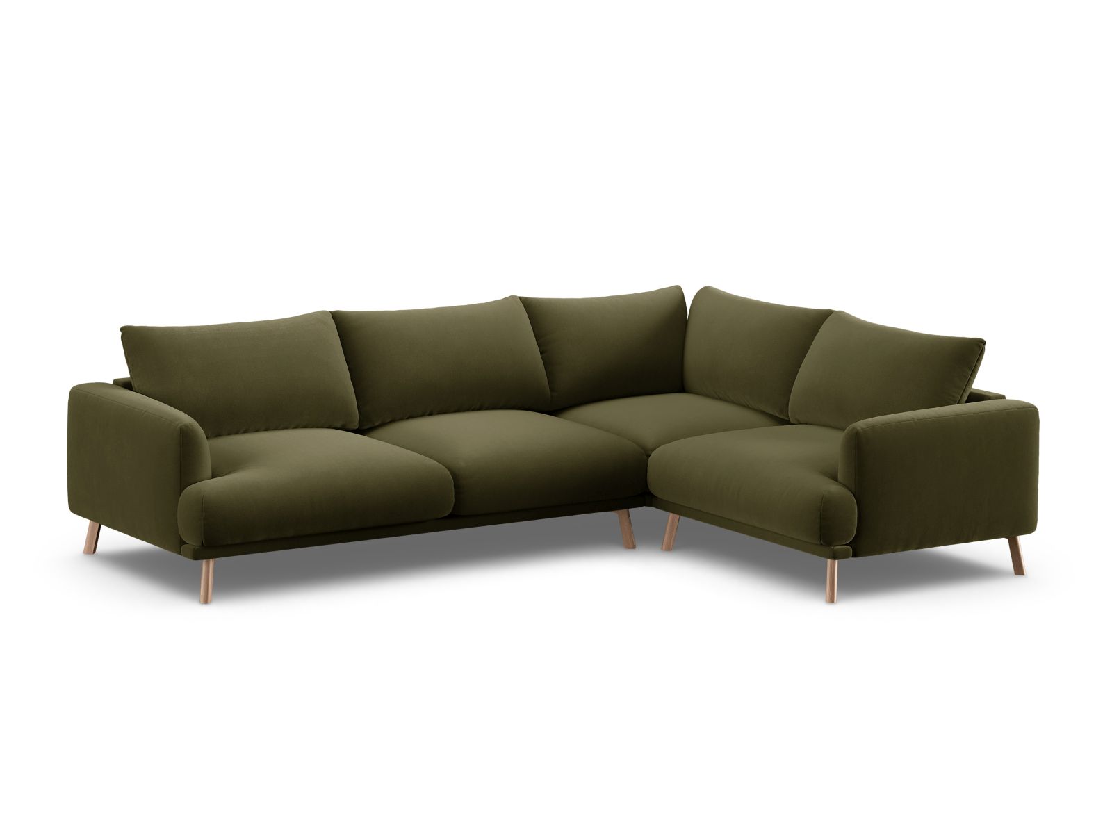 Velvet Right Corner Sofa, "Naomi", 4 Seats, 280x195x75