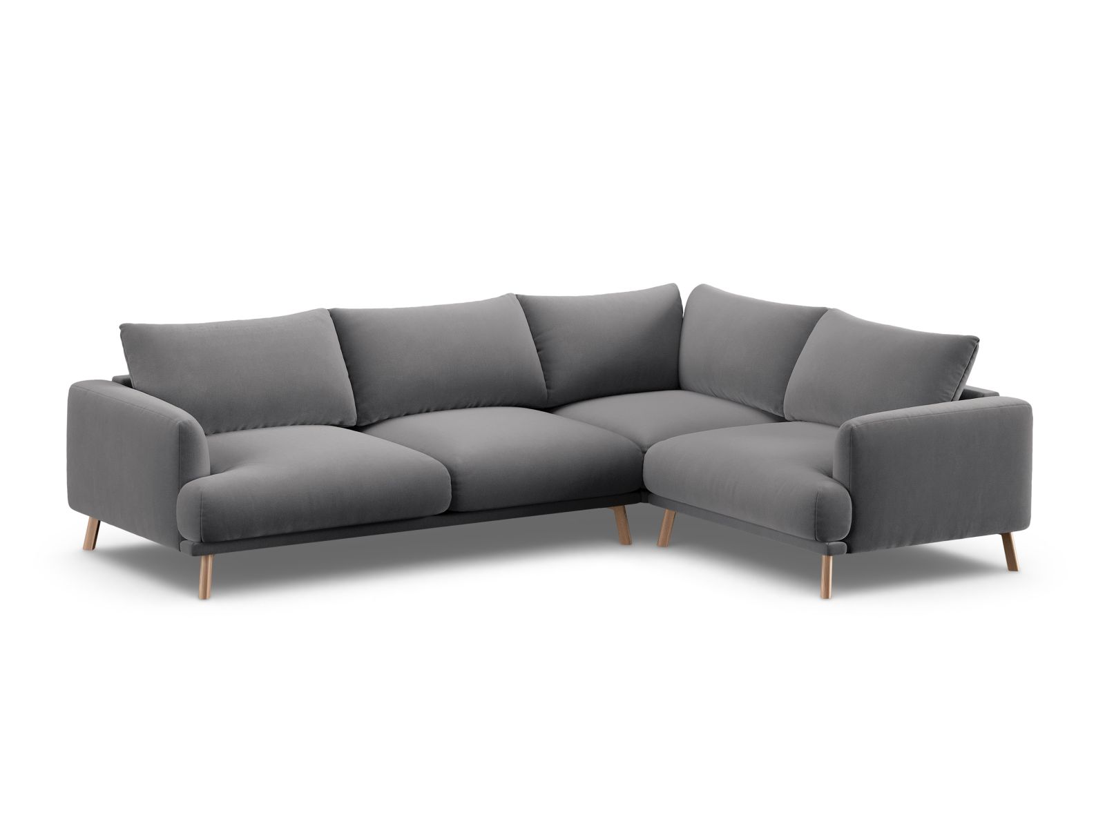 Velvet Right Corner Sofa, "Naomi", 4 Seats, 280x195x75