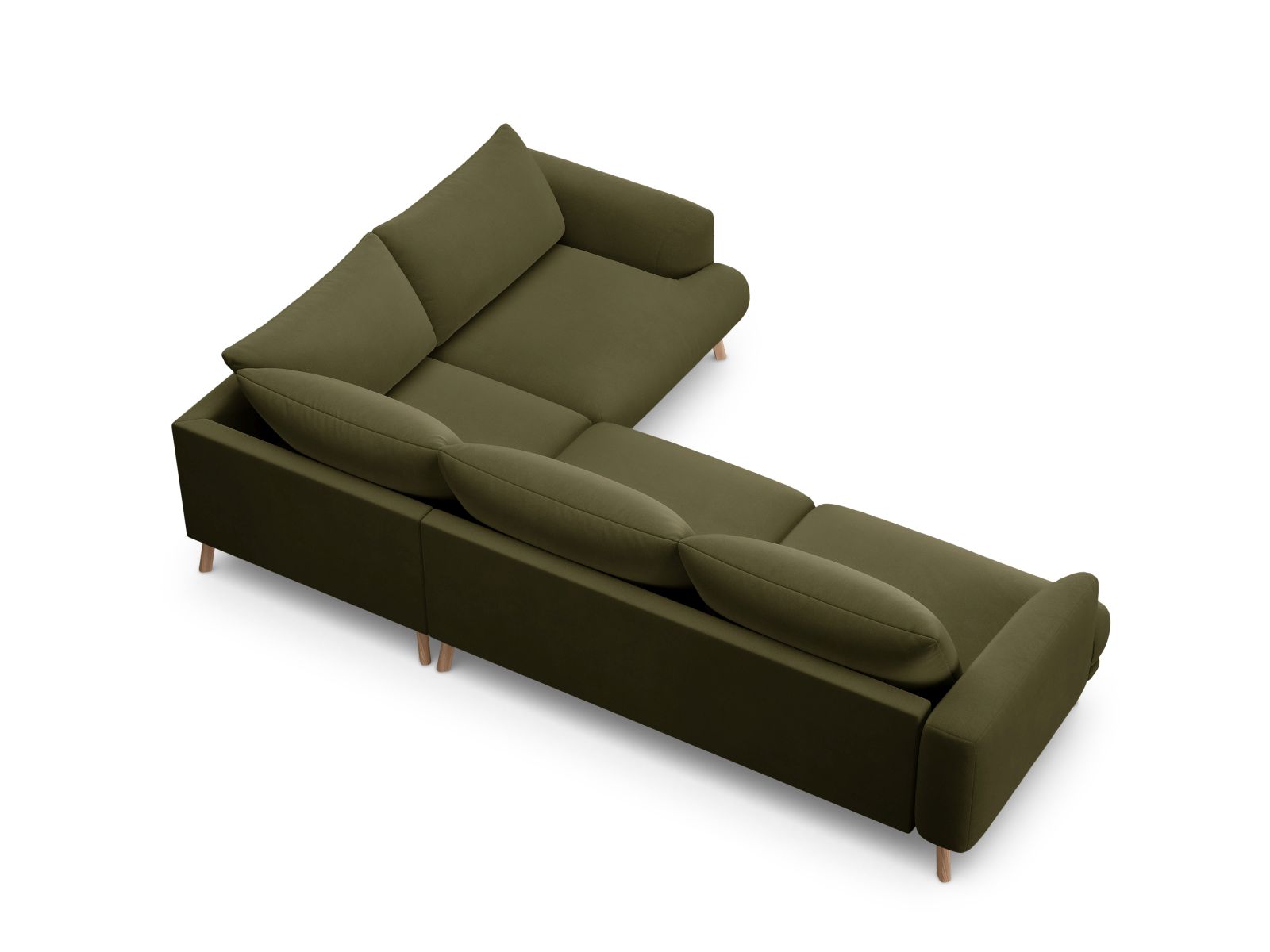 Velvet Right Corner Sofa, "Naomi", 4 Seats, 280x195x75