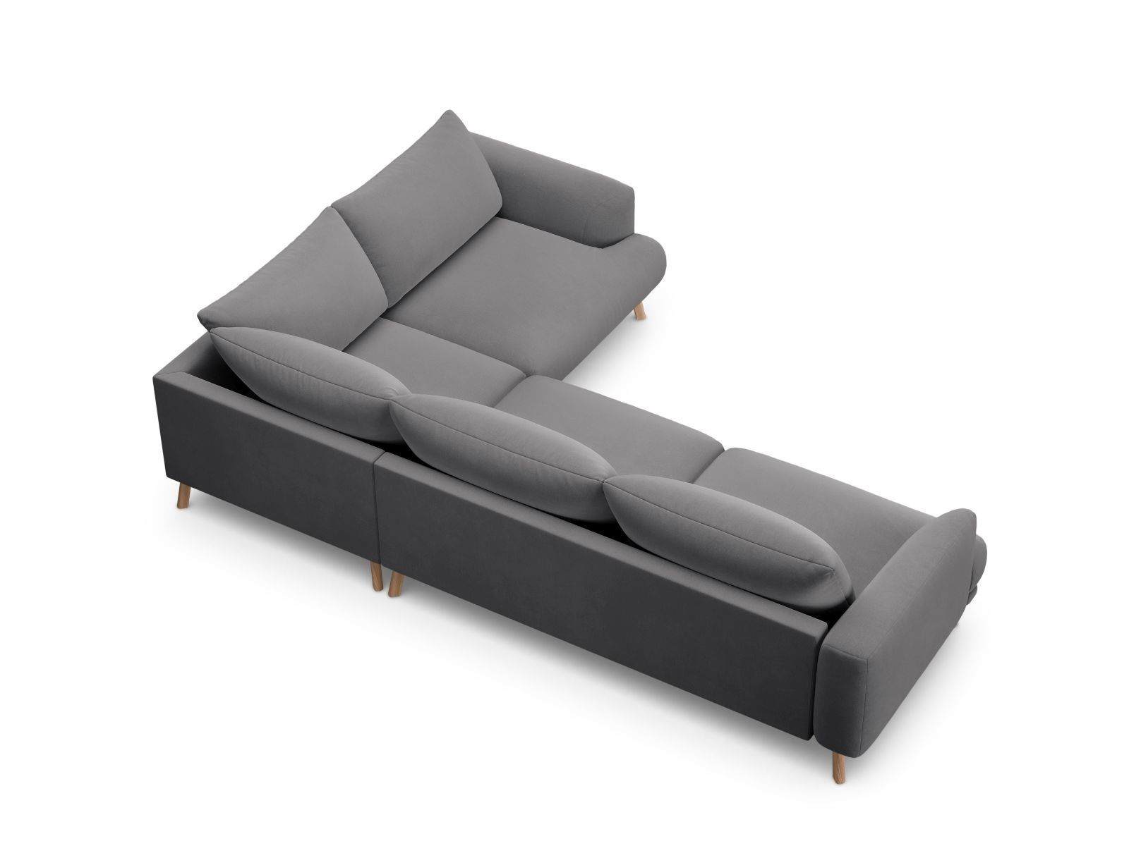 Velvet Right Corner Sofa, "Naomi", 4 Seats, 280x195x75
