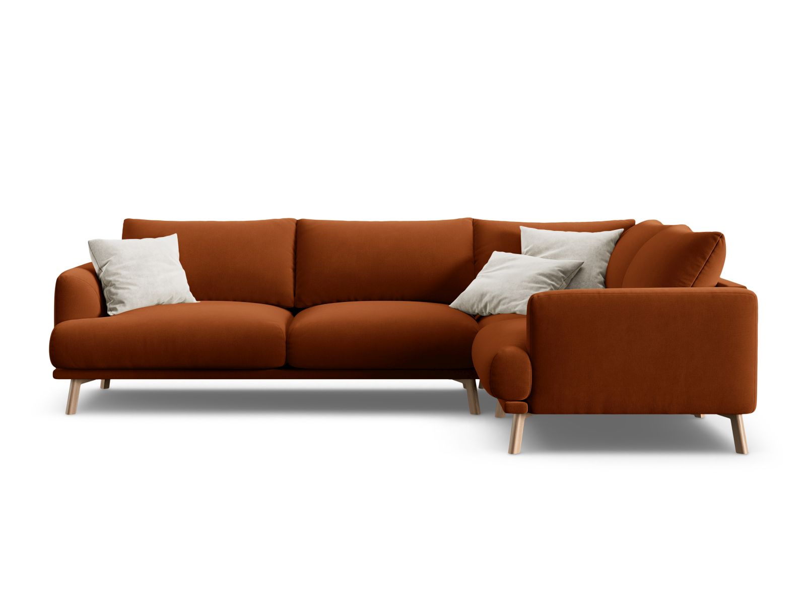 Velvet Right Corner Sofa, "Naomi", 4 Seats, 280x195x75