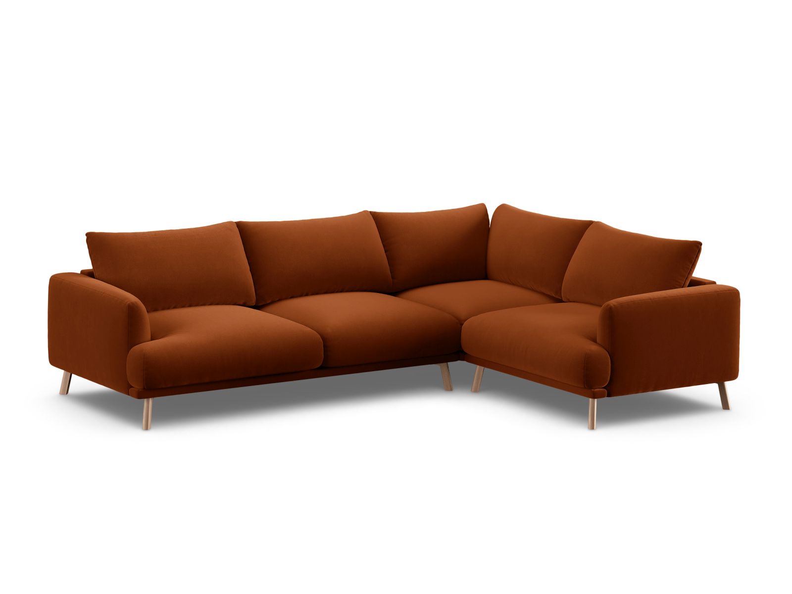 Velvet Right Corner Sofa, "Naomi", 4 Seats, 280x195x75