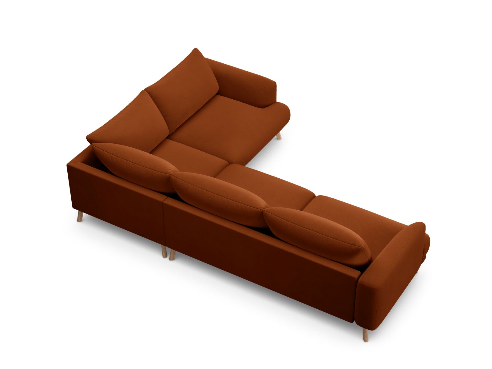 Velvet Right Corner Sofa, "Naomi", 4 Seats, 280x195x75