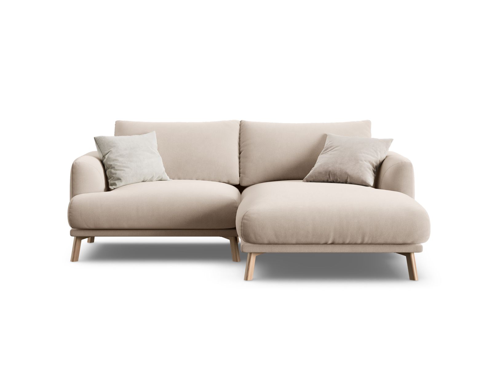 Velvet Right Corner Sofa, "Naomi", 3 Seats, 200x170x75